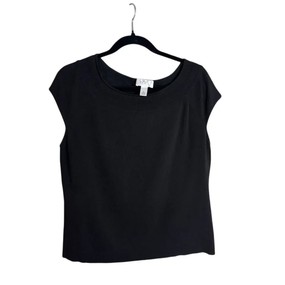 Ann Taylor Loft Knit Black Top Officecore Basic Neutral Women's XL